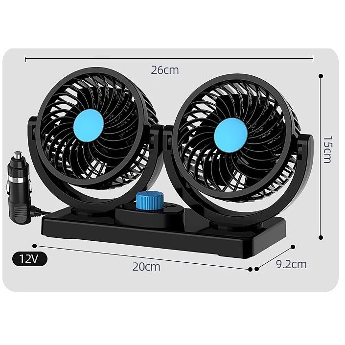 Ventilador Automotivo Duplo Potente 360°: Carro e Caminhão 12v/24v