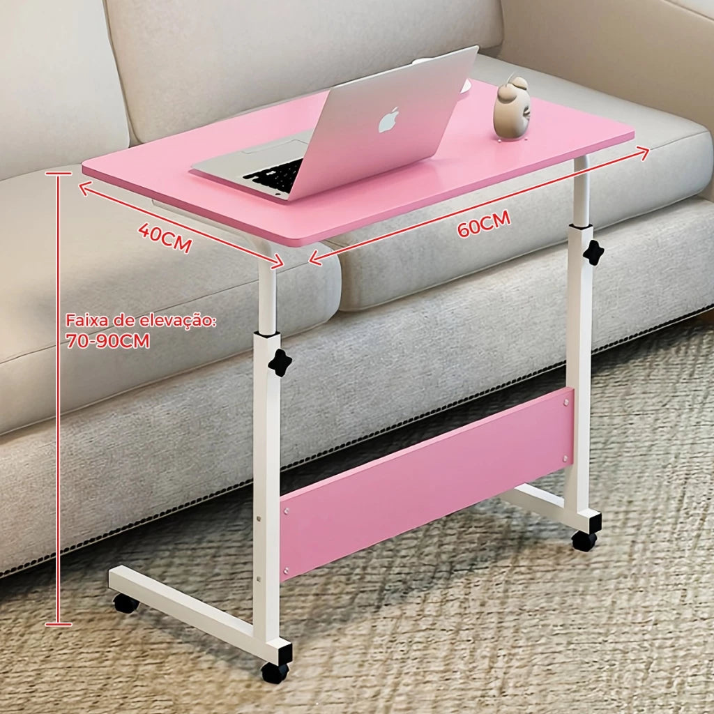 Mesa Notebook Ajustável Com Rodízios - Suporte Para Tablet E Leitura