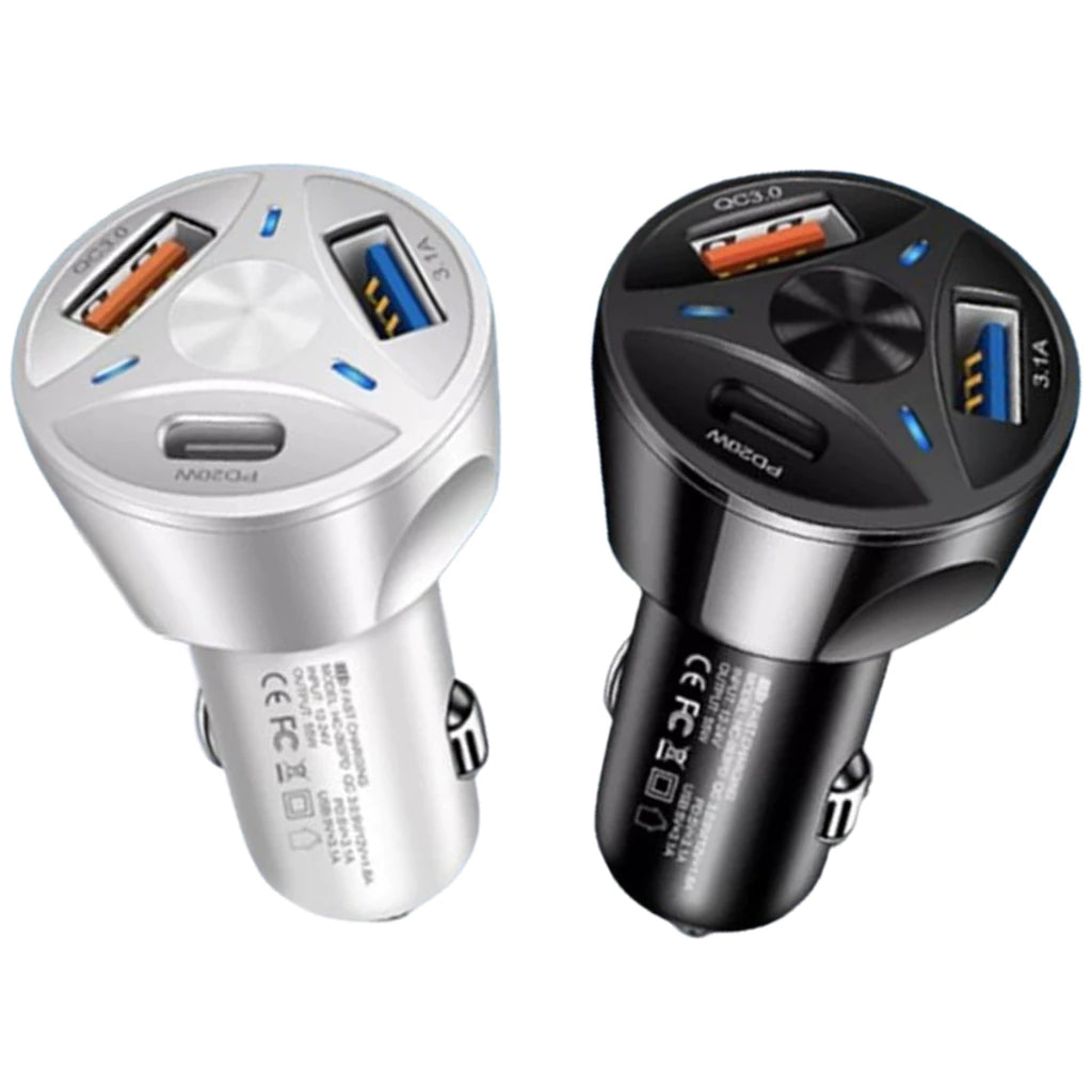 Tomada USB Veicular Turbo QC3.0: Universal para Android e iPhone