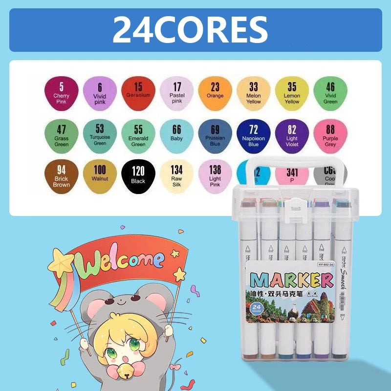 Canetas Hidrográficas 48 Cores Ponta Dupla