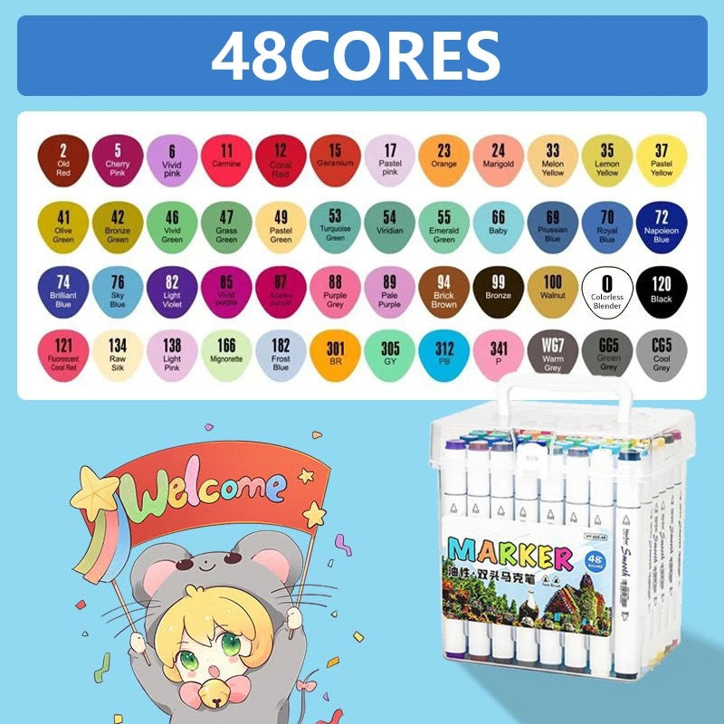 Canetas Hidrográficas 48 Cores Ponta Dupla