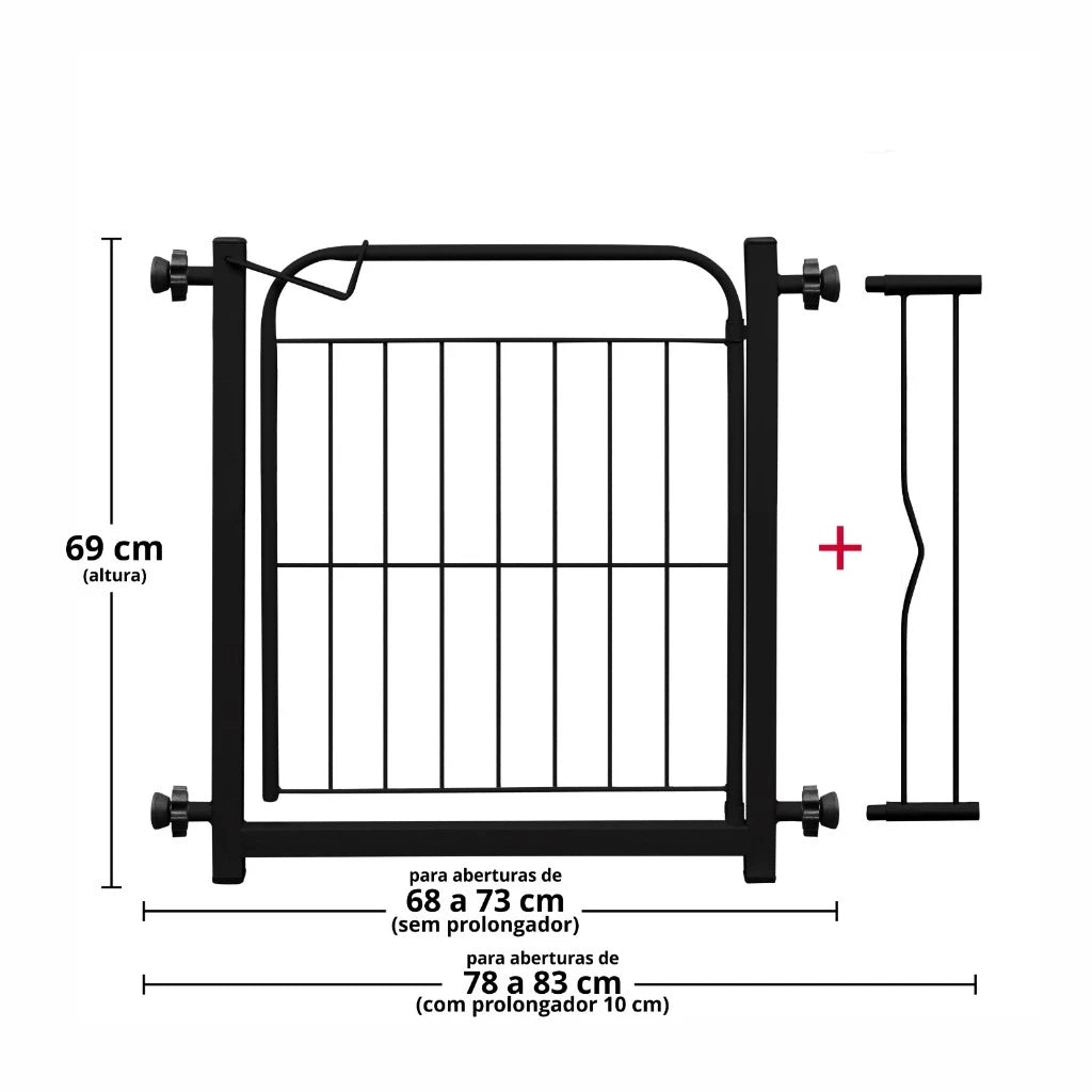 Portão Pet Grade Para Portas E Escadas Com Extensor De 10cm