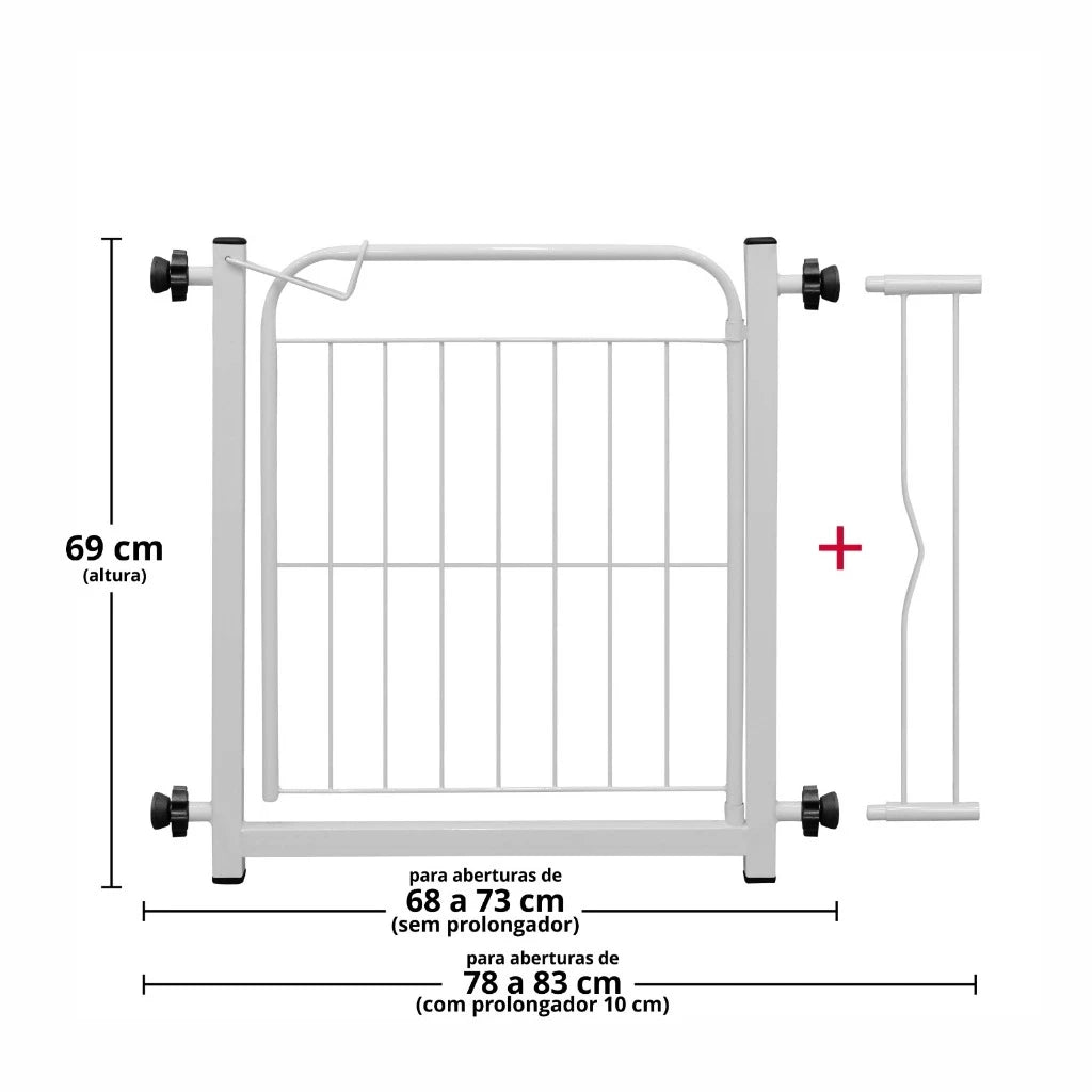 Portão Pet Grade Para Portas E Escadas Com Extensor De 10cm