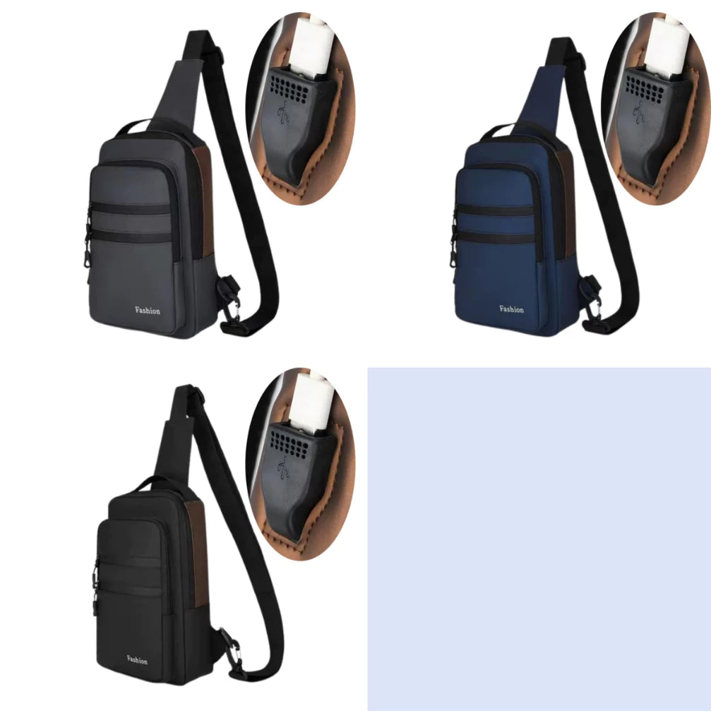 Mochila De Peito Masculina Antifurto: Com Trava De Código E USB