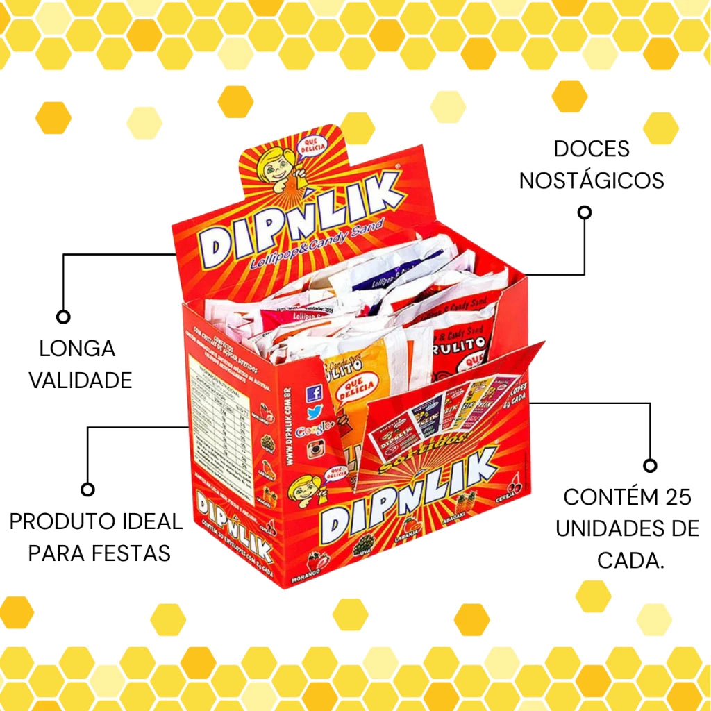 Display Pirulito Dipnlik C/ 25 Unidades — Sabor Infância Original