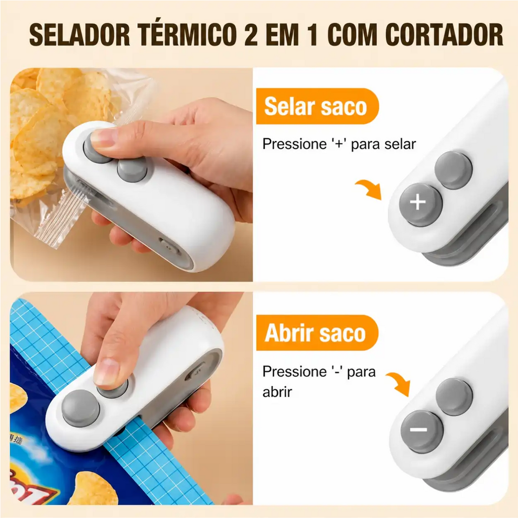 Lacre Pro Seladora USB Recarregável Conserva Alimentos