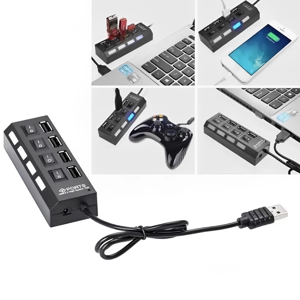 Hub USB 2.0 4 Portas Régua Extensão Para Teclado Mouse E Pen Drive