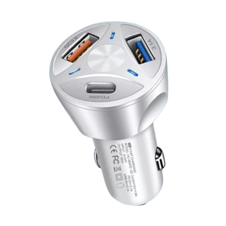 Tomada USB Veicular Turbo QC3.0: Universal para Android e iPhone