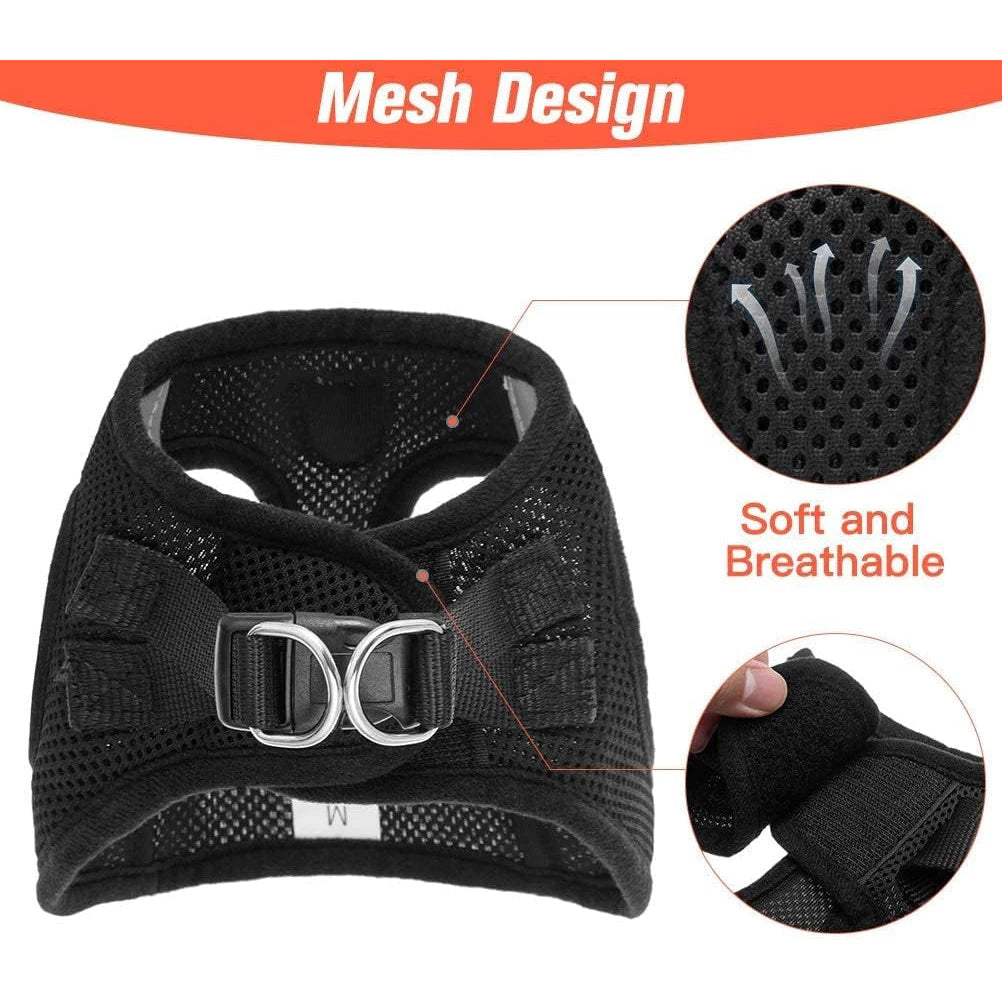 Guia E Peitoral Cachorro E Gato Malha Flexível Respirável