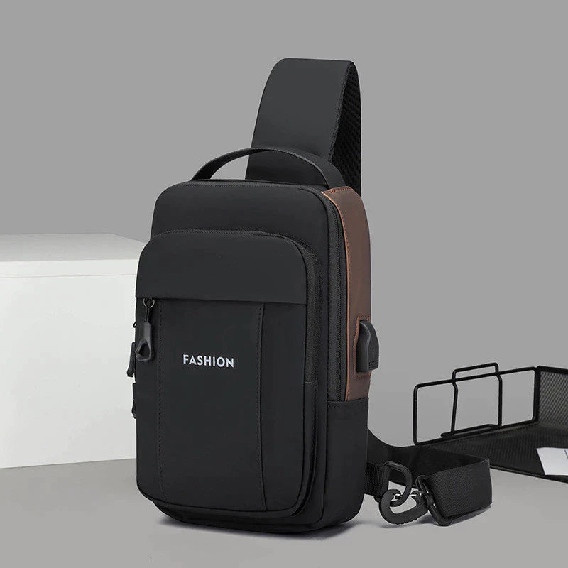 Mochila De Peito Masculina Antifurto: Com Trava De Código E USB