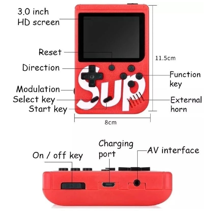 Console Portátil Retrô 400 Jogos — Tela Colorida — Bateria Recarregável